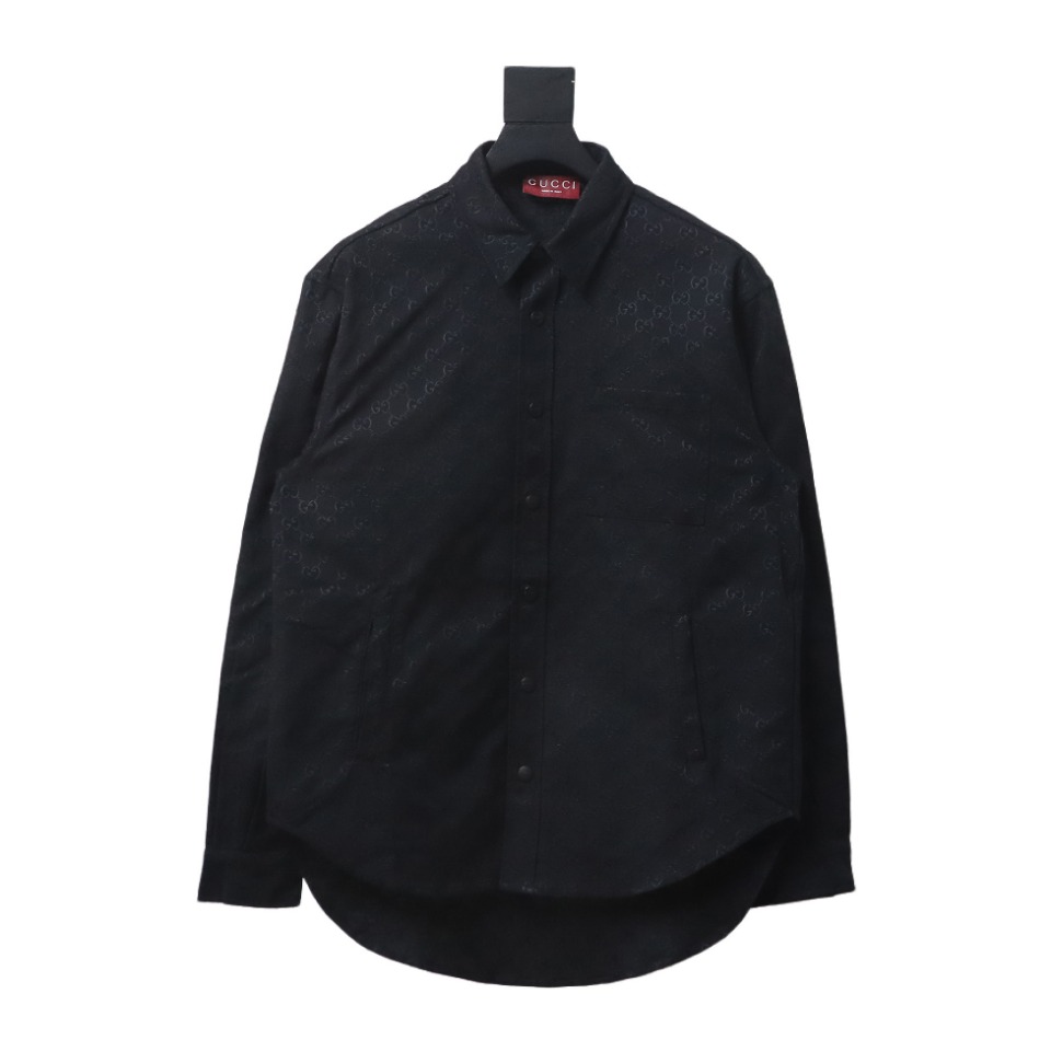 Gucci 24Fw Double G Jacquard Pocket Shirt Jacket Black