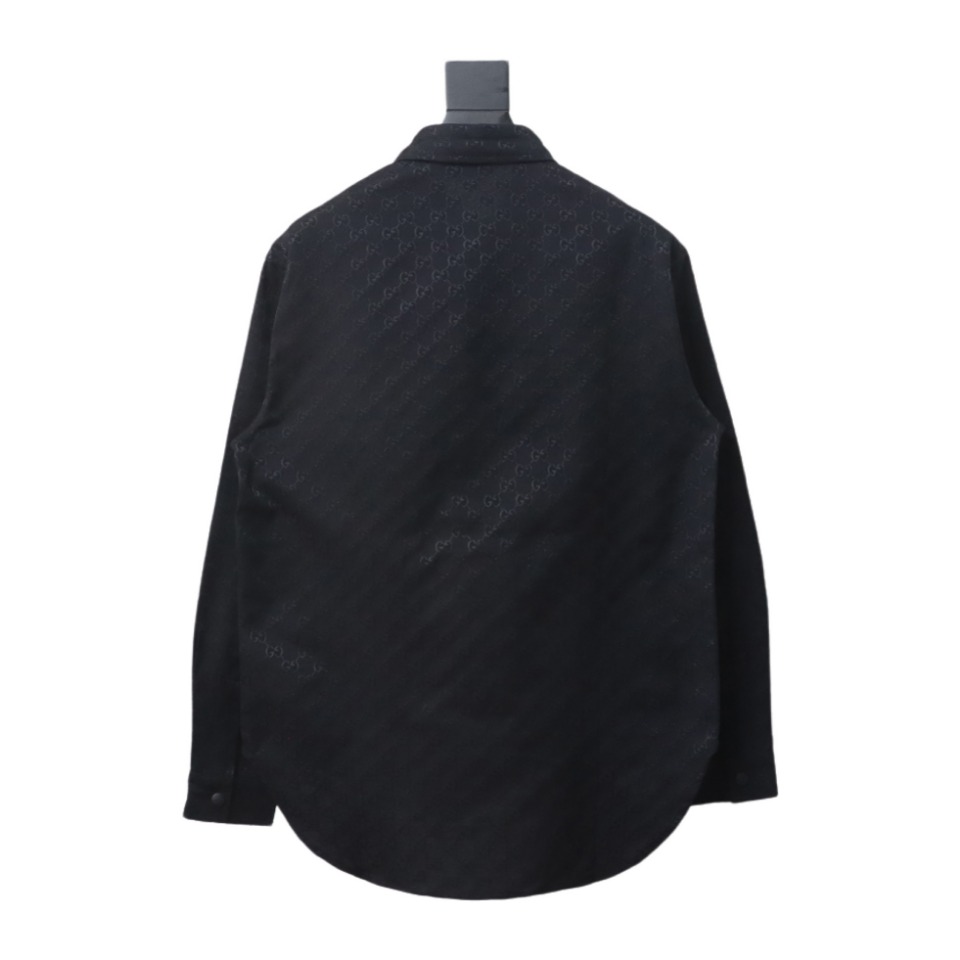 Gucci 24Fw Double G Jacquard Pocket Shirt Jacket Black