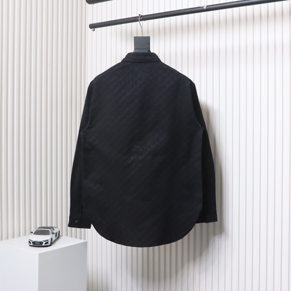 Gucci 24Fw Double G Jacquard Pocket Shirt Jacket Black