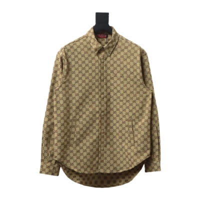 Gucci 24Fw Double G Jacquard Pocket Shirt Jacket Brown 01