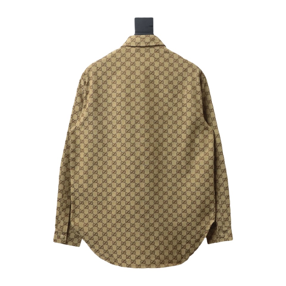 Gucci 24Fw Double G Jacquard Pocket Shirt Jacket Brown