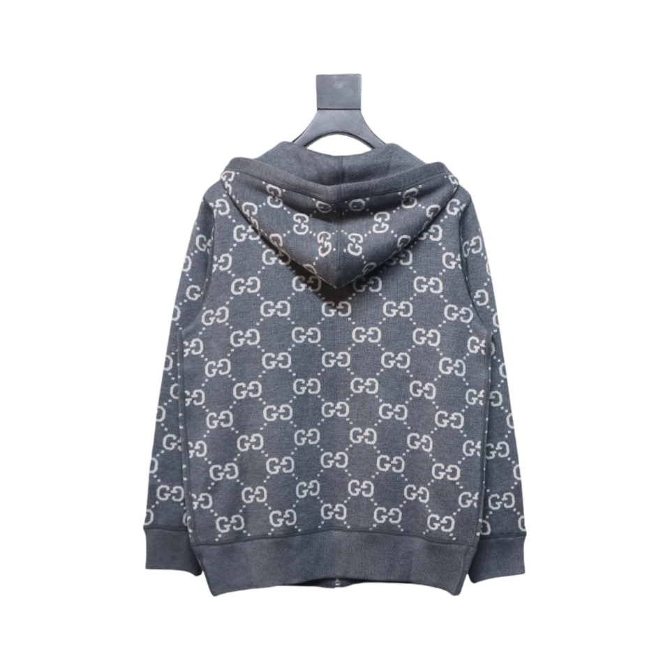 Gucci 24Fw Double G Jacquard Reversible Hooded Jacket