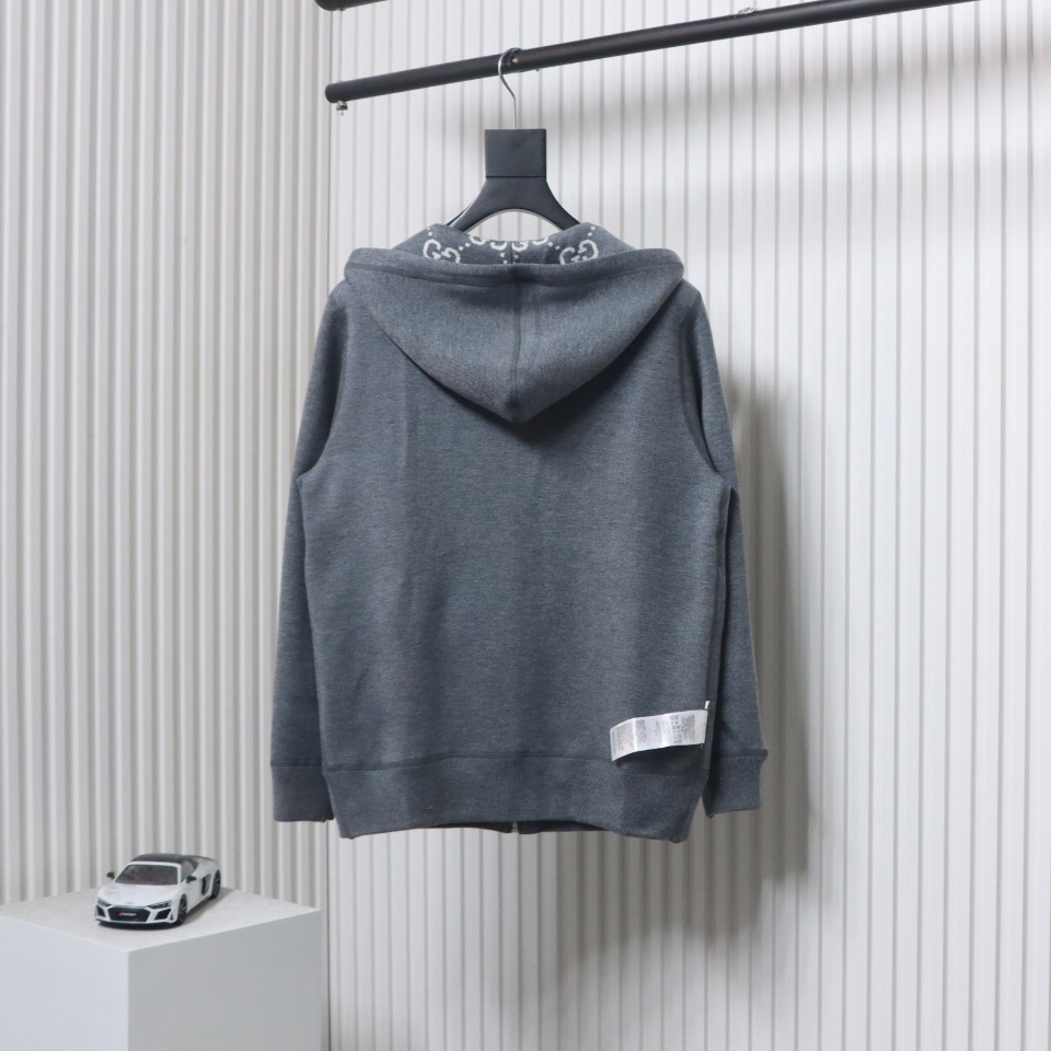 Gucci 24Fw Double G Jacquard Reversible Hooded Jacket