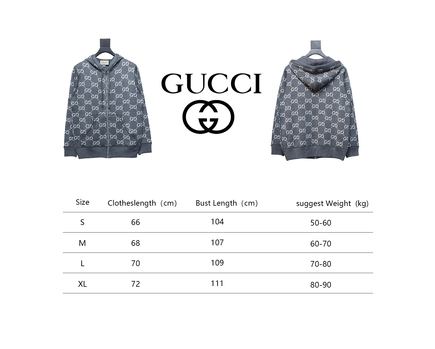 Gucci 24Fw Double G Jacquard Reversible Hooded Jacket