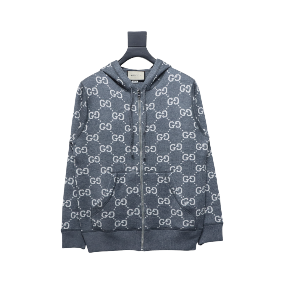 Gucci 24Fw Double G Jacquard Reversible Hooded Jacket