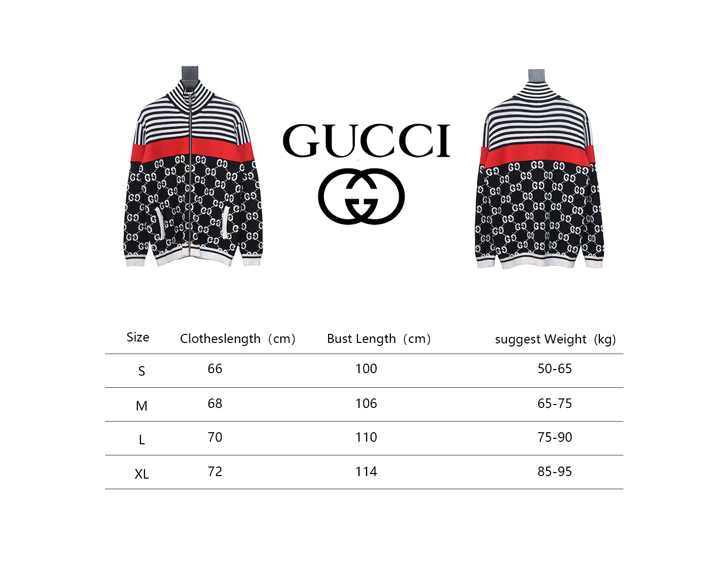 Gucci 24Fw Double G Jacquard Striped Zip-Up Sweater Jacket
