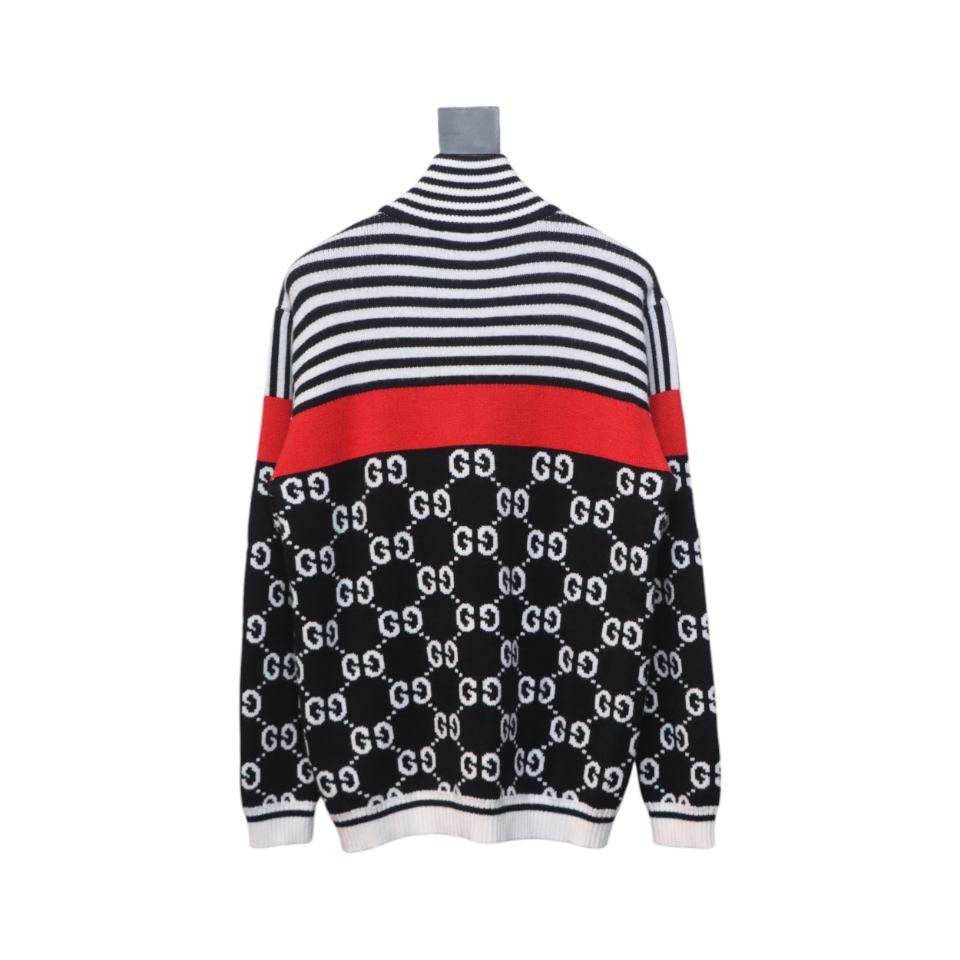 Gucci 24Fw Double G Jacquard Striped Zip-Up Sweater Jacket