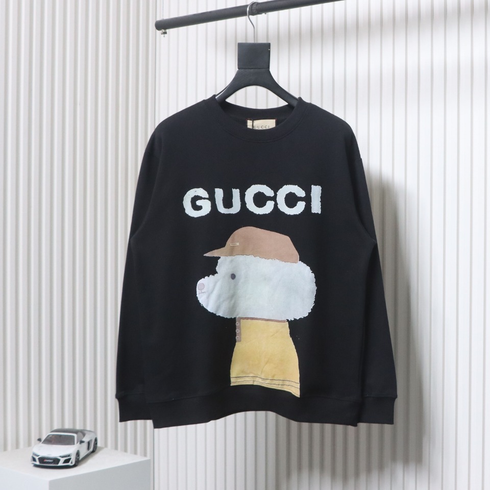 Gucci 24Fw Funny Cartoon Series Printed Round Neck Sweatshirt Black