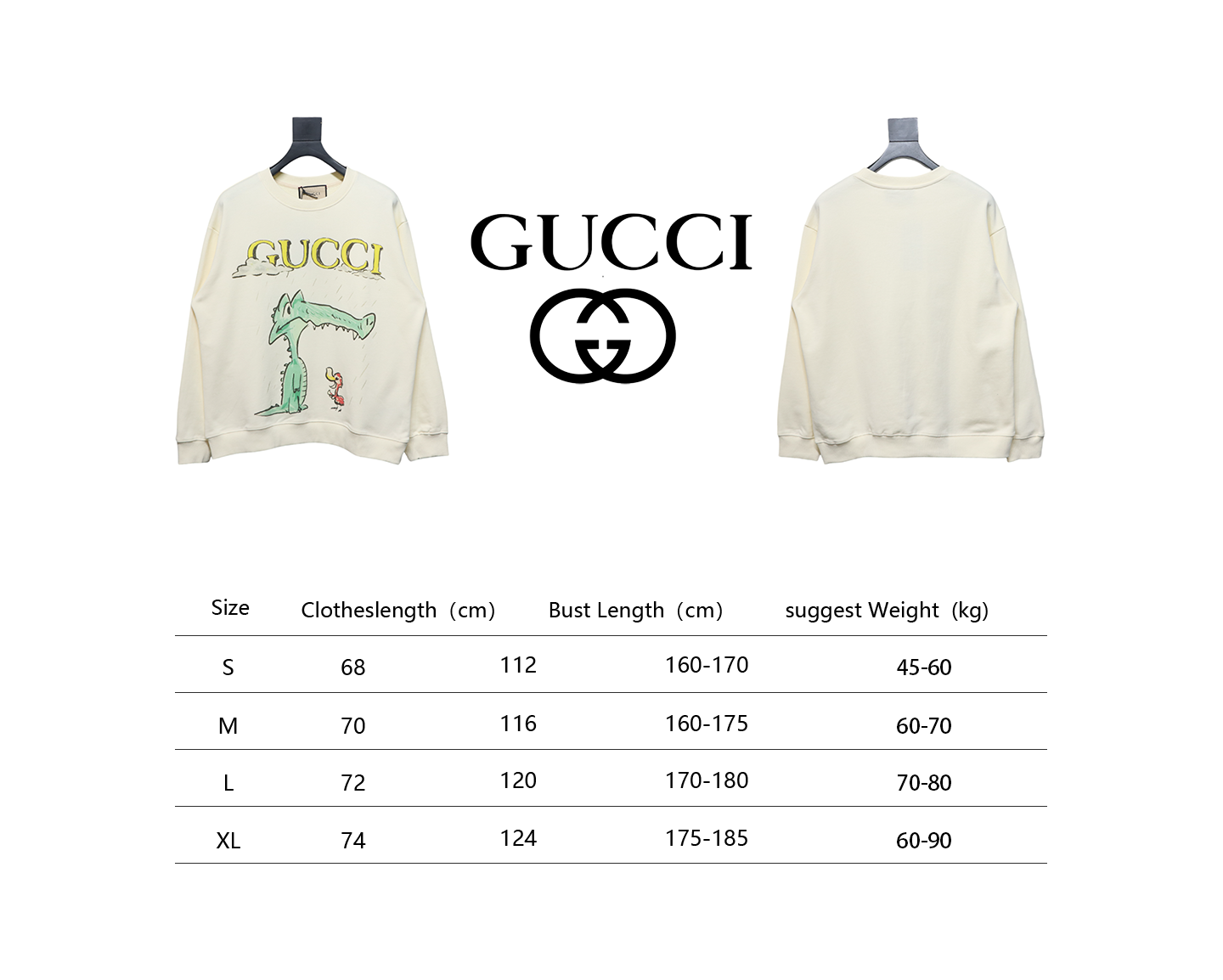 Gucci 24Fw Funny Cartoon Series Printed Round Neck Sweatshirt Cartoon Crocodile