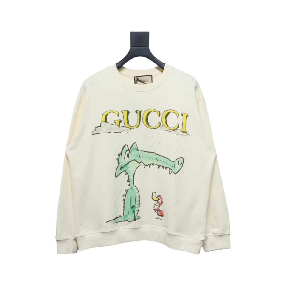 Gucci 24Fw Funny Cartoon Series Printed Round Neck Sweatshirt Cartoon Crocodile