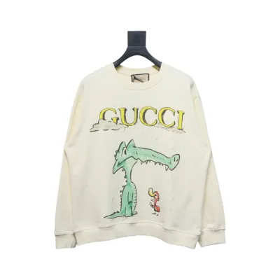 Gucci 24Fw Funny Cartoon Series Printed Round Neck Sweatshirt Cartoon Crocodile 01