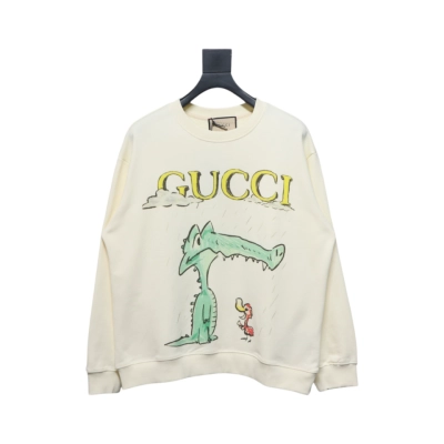 Gucci 24Fw Funny Cartoon Series Printed Round Neck Sweatshirt Cartoon Crocodile 01