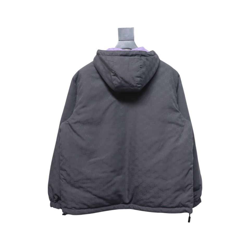 Gucci 24Fw G Letter Gray Purple Double-Sided Hooded Jacket
