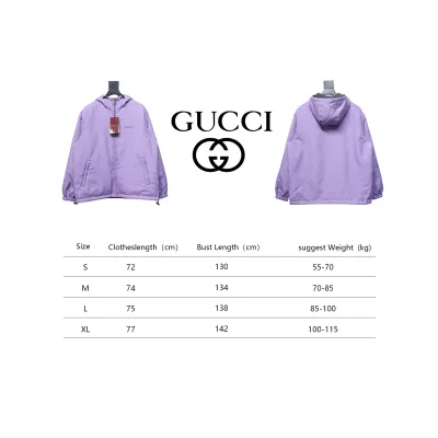 Gucci 24Fw G Letter Gray Purple Double-Sided Hooded Jacket 02