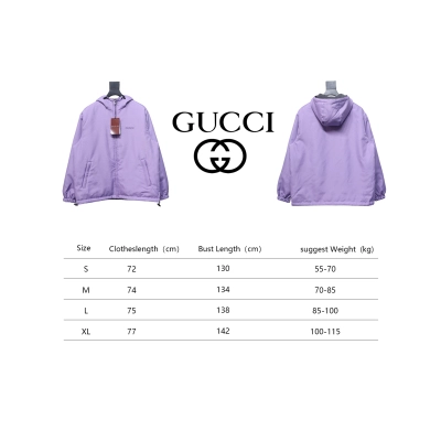Gucci 24Fw G Letter Gray Purple Double-Sided Hooded Jacket 02