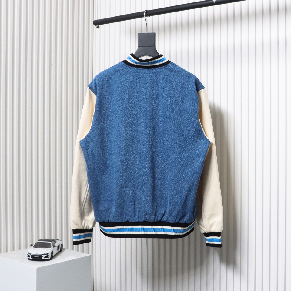 Gucci 24Fw Graffiti Cherry Denim Baseball Jacket