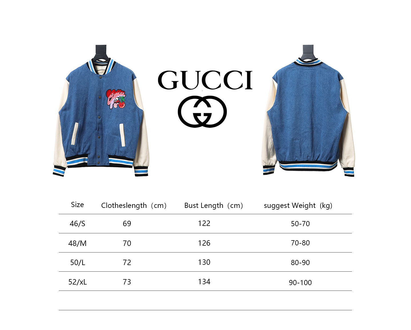 Gucci 24Fw Graffiti Cherry Denim Baseball Jacket