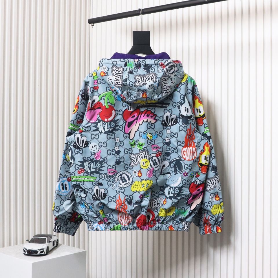 Gucci 24Fw Graffiti Reversible Hooded Jacket