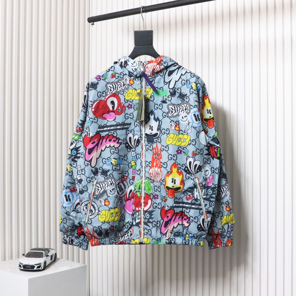 Gucci 24Fw Graffiti Reversible Hooded Jacket