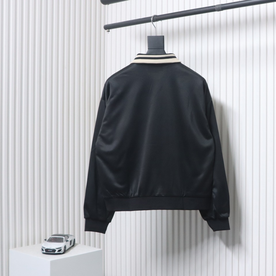 Gucci 24FW Hollow Double G Embroidery Half Zip School Uniform Jacket