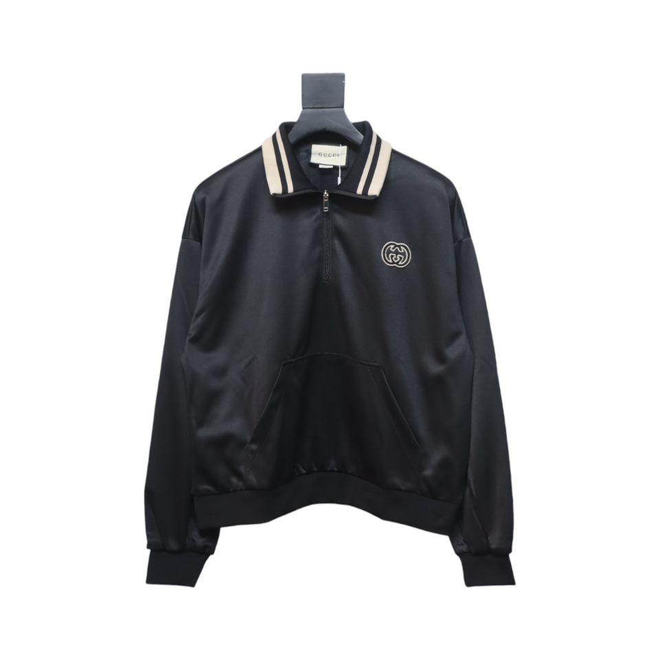Gucci 24FW Hollow Double G Embroidery Half Zip School Uniform Jacket