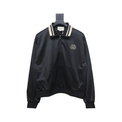 Gucci 24FW Hollow Double G Embroidery Half Zip School Uniform Jacket 01