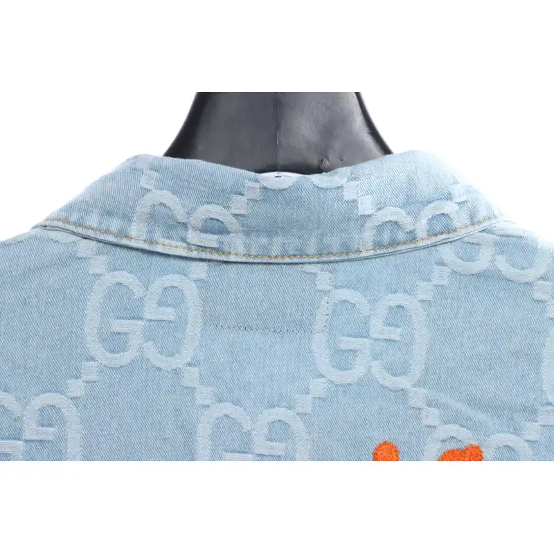 Gucci Coconut Tree Embroidered Denim Jacket