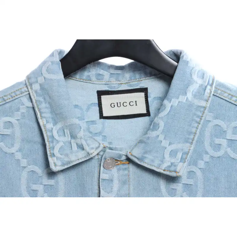 Gucci Coconut Tree Embroidered Denim Jacket