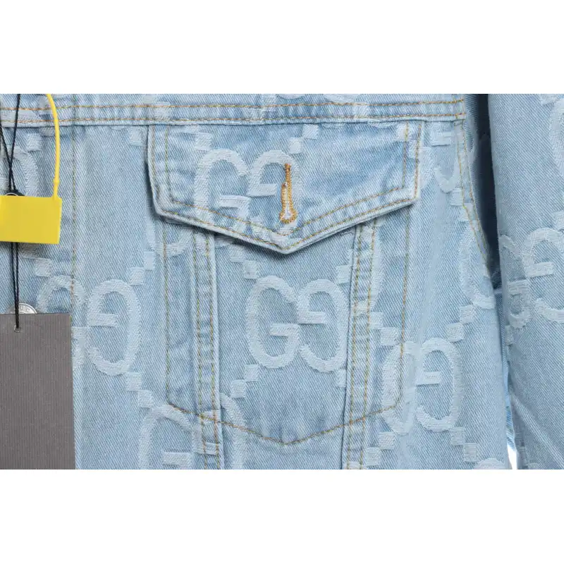 Gucci Coconut Tree Embroidered Denim Jacket