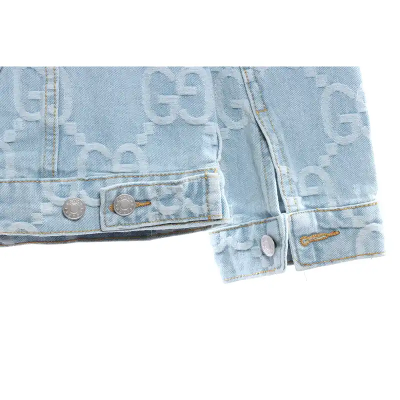 Gucci Coconut Tree Embroidered Denim Jacket