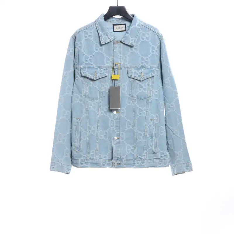Gucci Coconut Tree Embroidered Denim Jacket