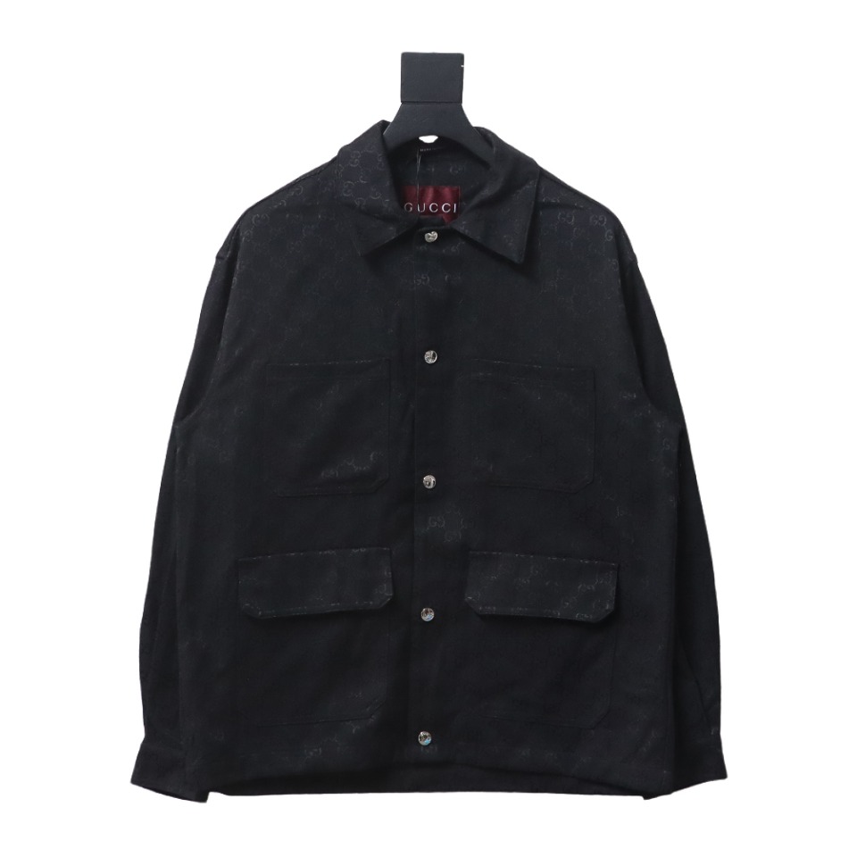 Gucci Double G All Over Print Multi-Pocket Lapel Jacket Black