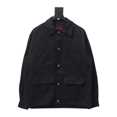 Gucci Double G All Over Print Multi-Pocket Lapel Jacket Black 01