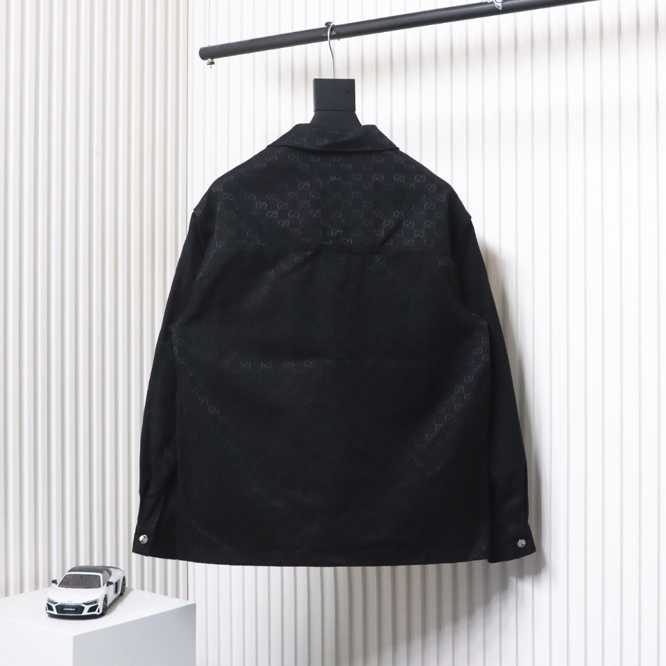 Gucci Double G All Over Print Multi-Pocket Lapel Jacket Black