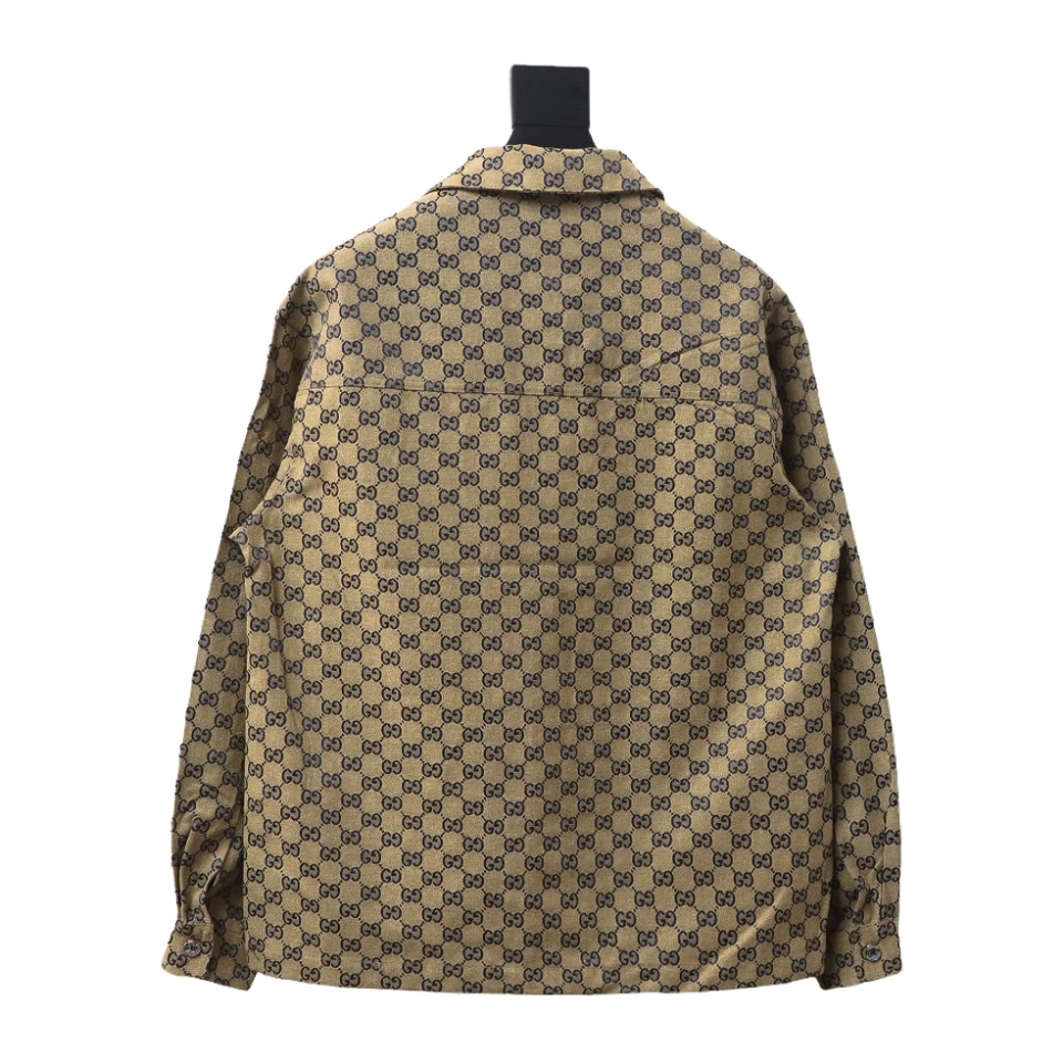 Gucci Double G All Over Print Multi-Pocket Lapel Jacket Brown