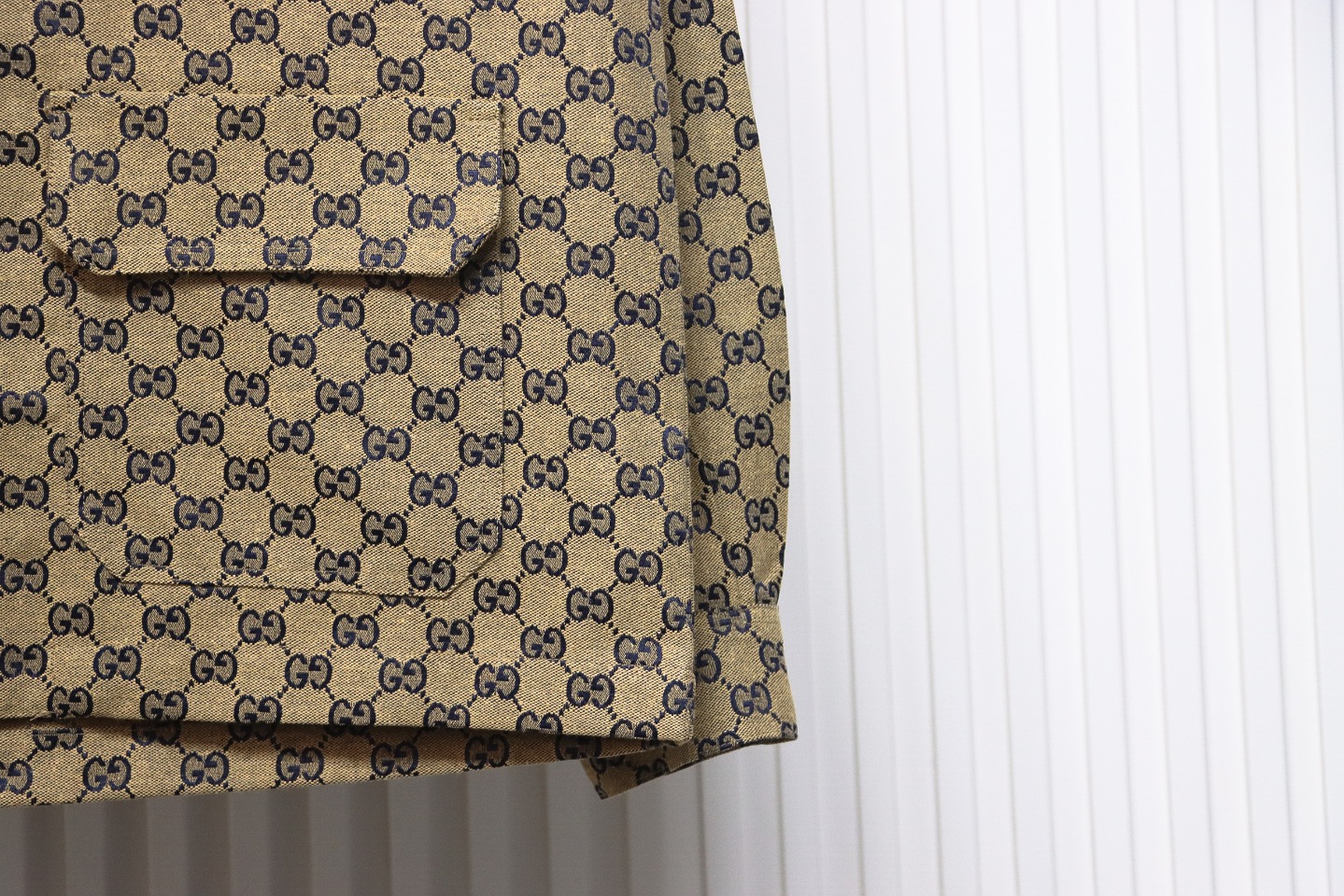 Gucci Double G All Over Print Multi-Pocket Lapel Jacket Brown