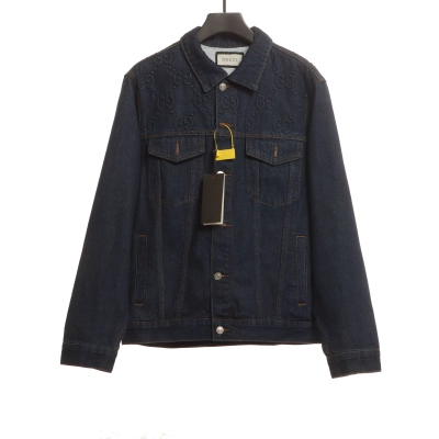 Gucci Interlocking G Embossed Denim Jacket 01