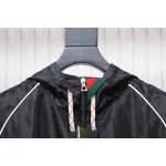 Gucci Line Design Zipper Pocket Hooded Windbreaker Jacket Black