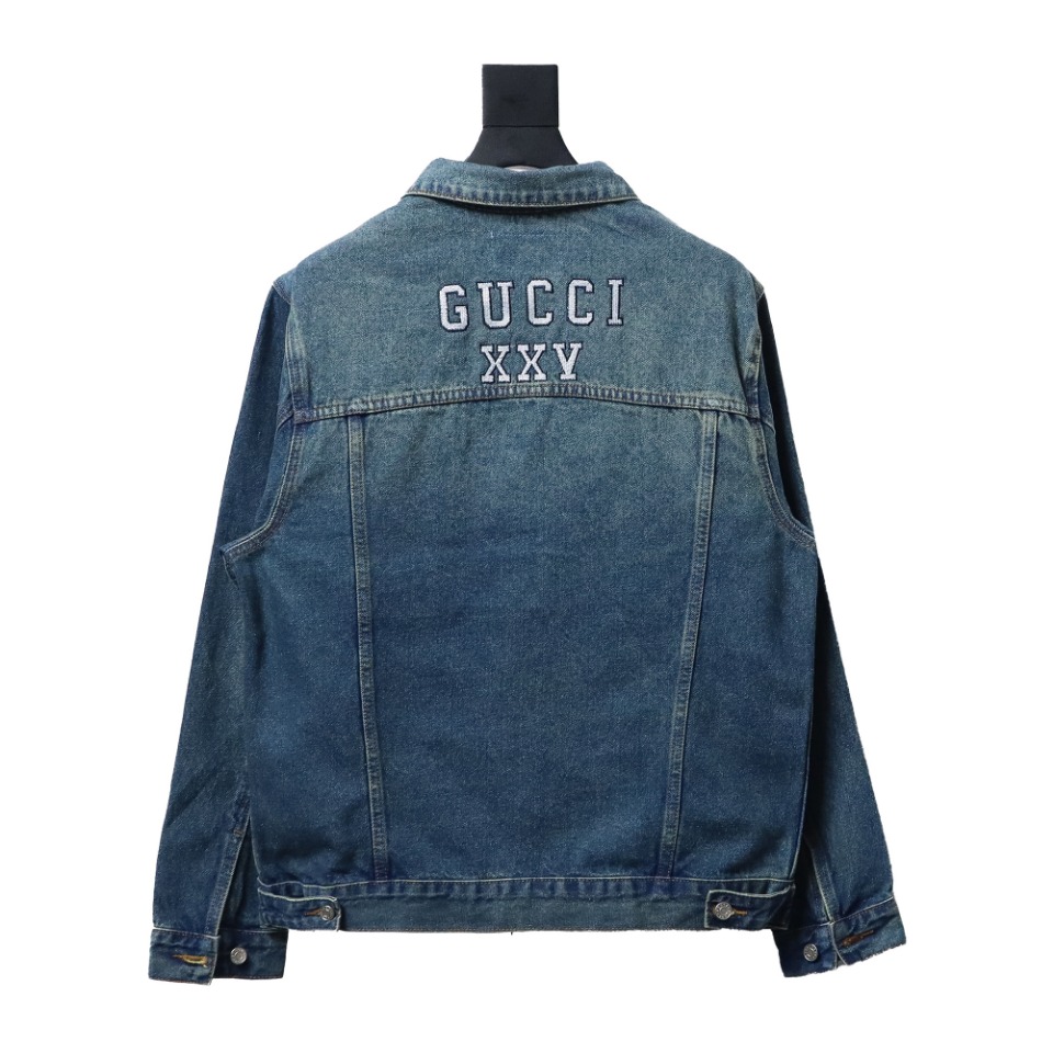 Gucci NY Yankees Collaboration Embroidered Patch Denim Jacket