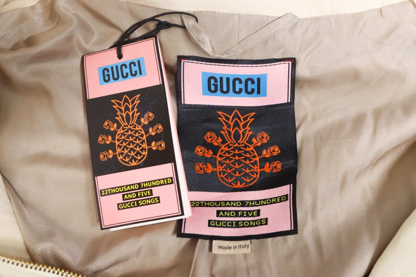 Gucci Pineapple Embroidery Zipper Pocket Hooded Jacket