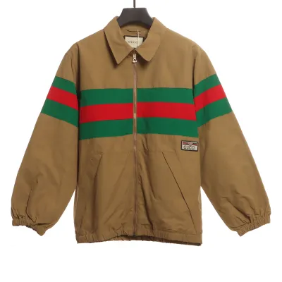 Gucci Red And Green Webbing Zipper Jacket 01