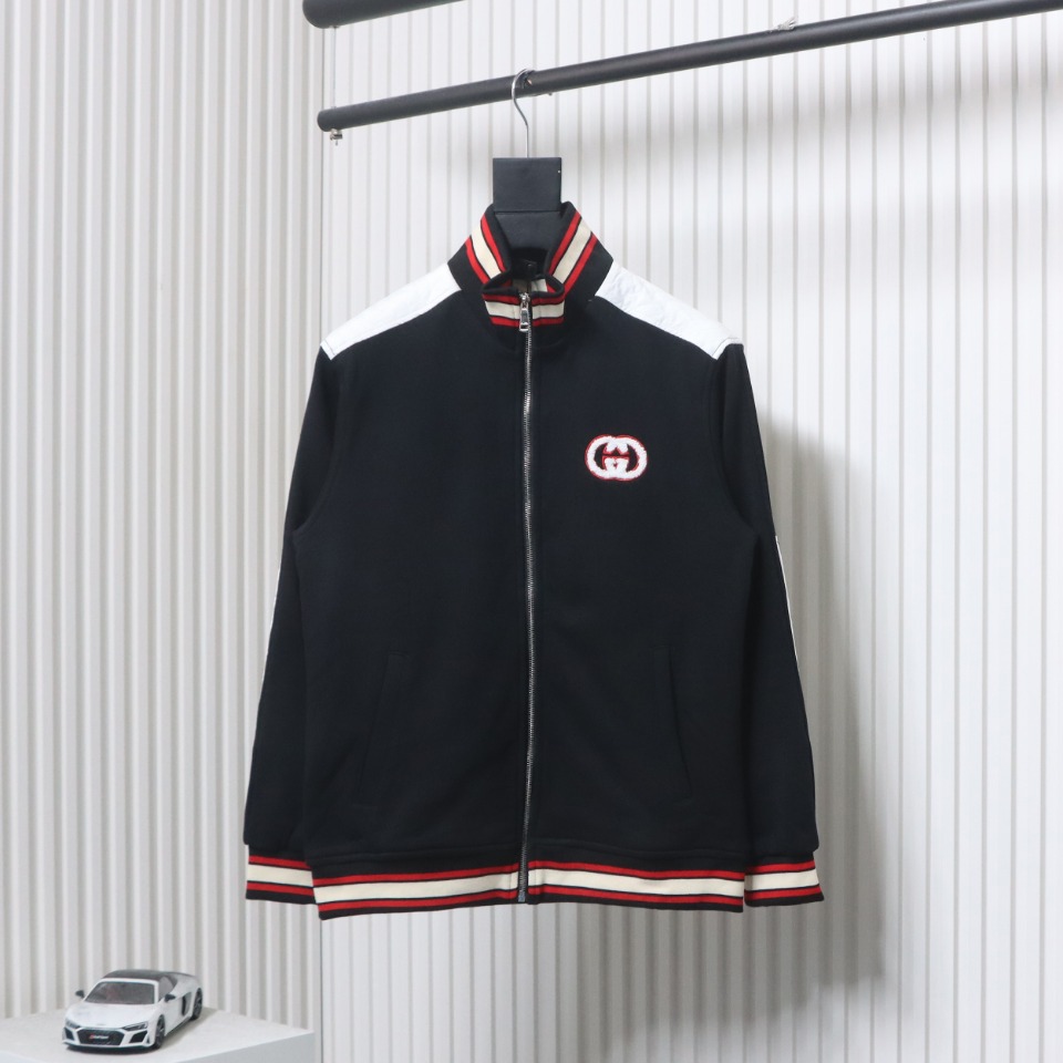 Gucci Terry Embroidered Double G Jacket Black