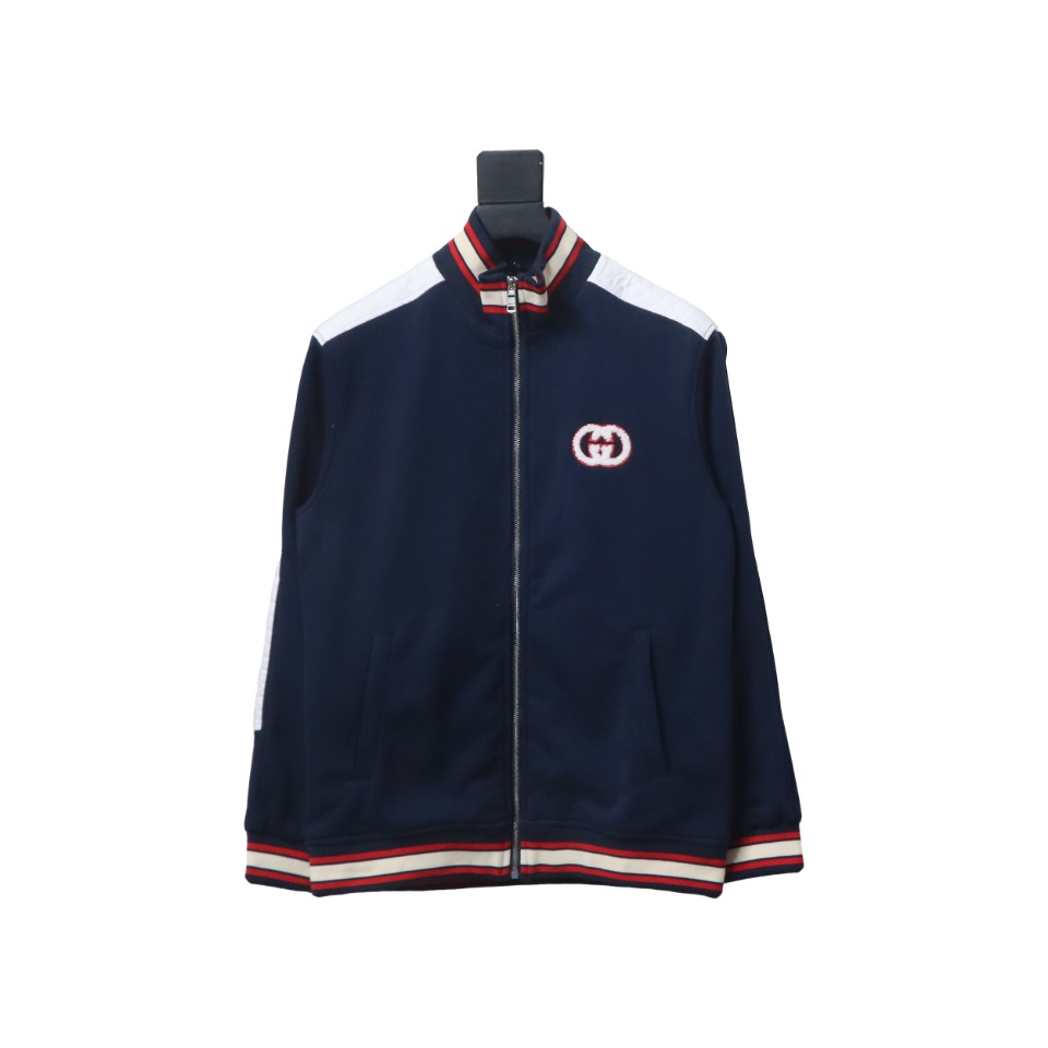 Gucci Terry Embroidered Double G Jacket Blue