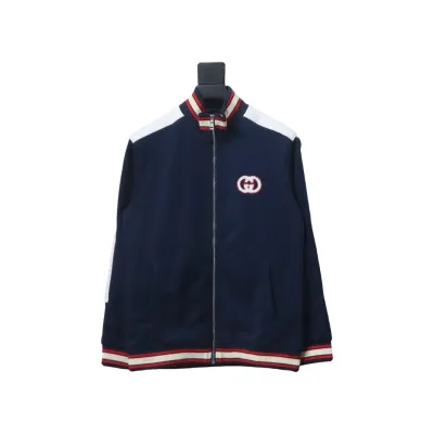 Gucci Terry Embroidered Double G Jacket Blue 01