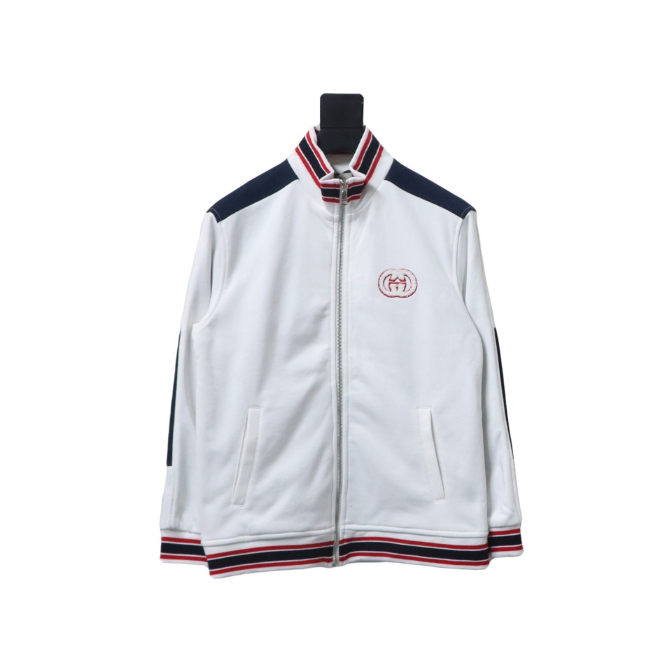 Gucci Terry Embroidered Double G Jacket White