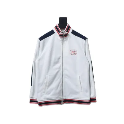 Gucci Terry Embroidered Double G Jacket White 01