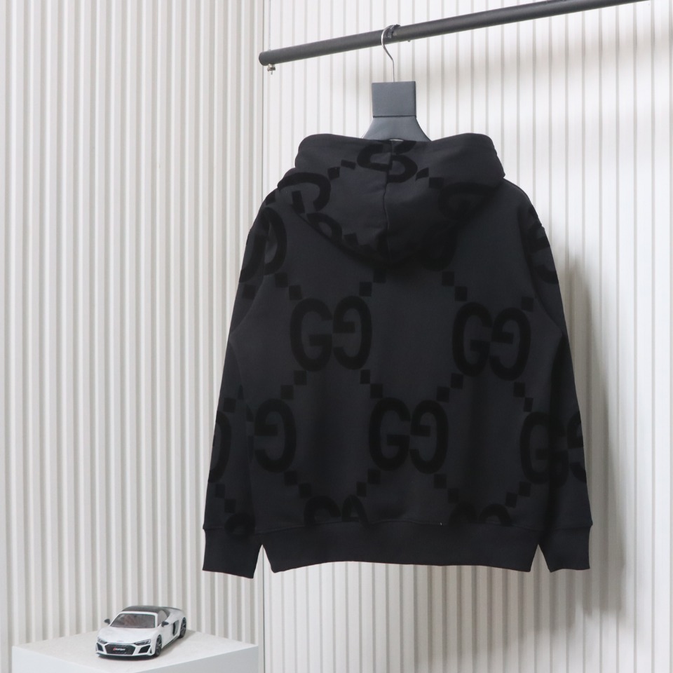 Gucci 24Fw Double G Flocking Print Suit Hooded Sweatshirt
