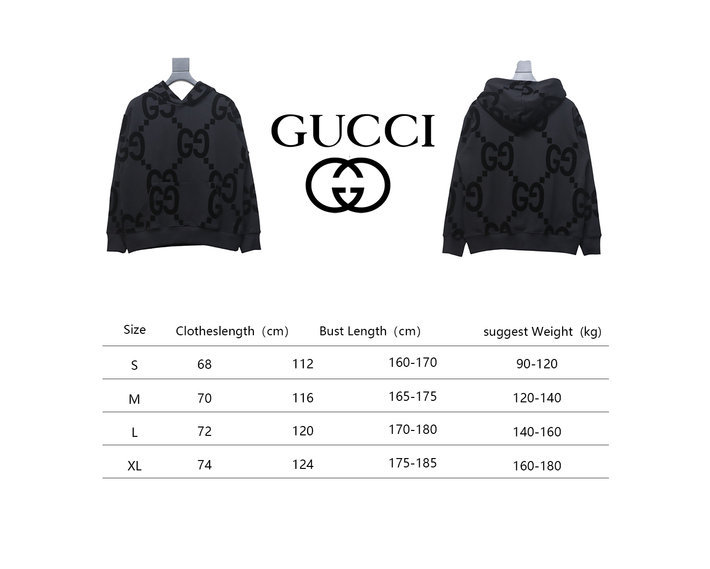 Gucci 24Fw Double G Flocking Print Suit Hooded Sweatshirt