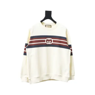 Gucci 24Fw Double G Interlocking Striped Print Crew Neck Sweatshirt 01