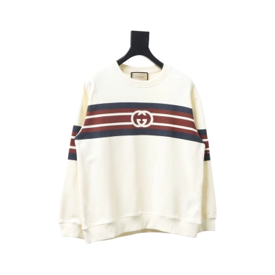 Gucci 24Fw Double G Interlocking Striped Print Crew Neck Sweatshirt 01